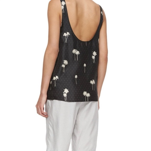 Rag & Bone Natalie Silk Palm Tree Sleeveless Tank Top in Black Sz S - Picture 8 of 9